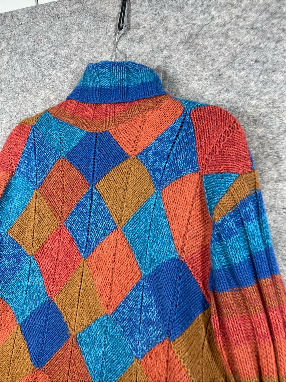 Vintage Spanner Colorblock Wool Blend Argyle Knit Sweater Knit XL Relaxed Fit - Picture 12 of 16